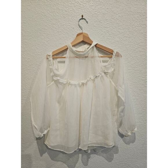 Zara sheer blouse white sz Medium - Picture 4 of 5
